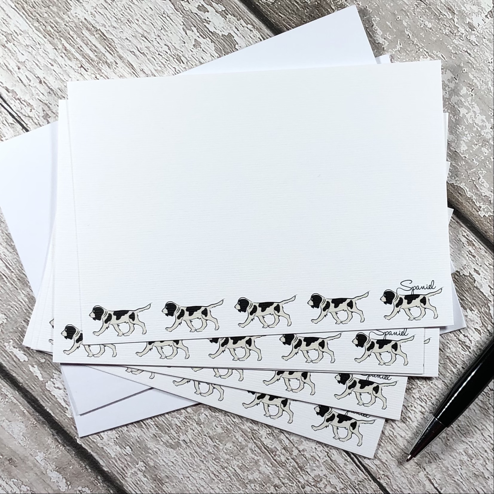 Black & White Spaniel Notecards