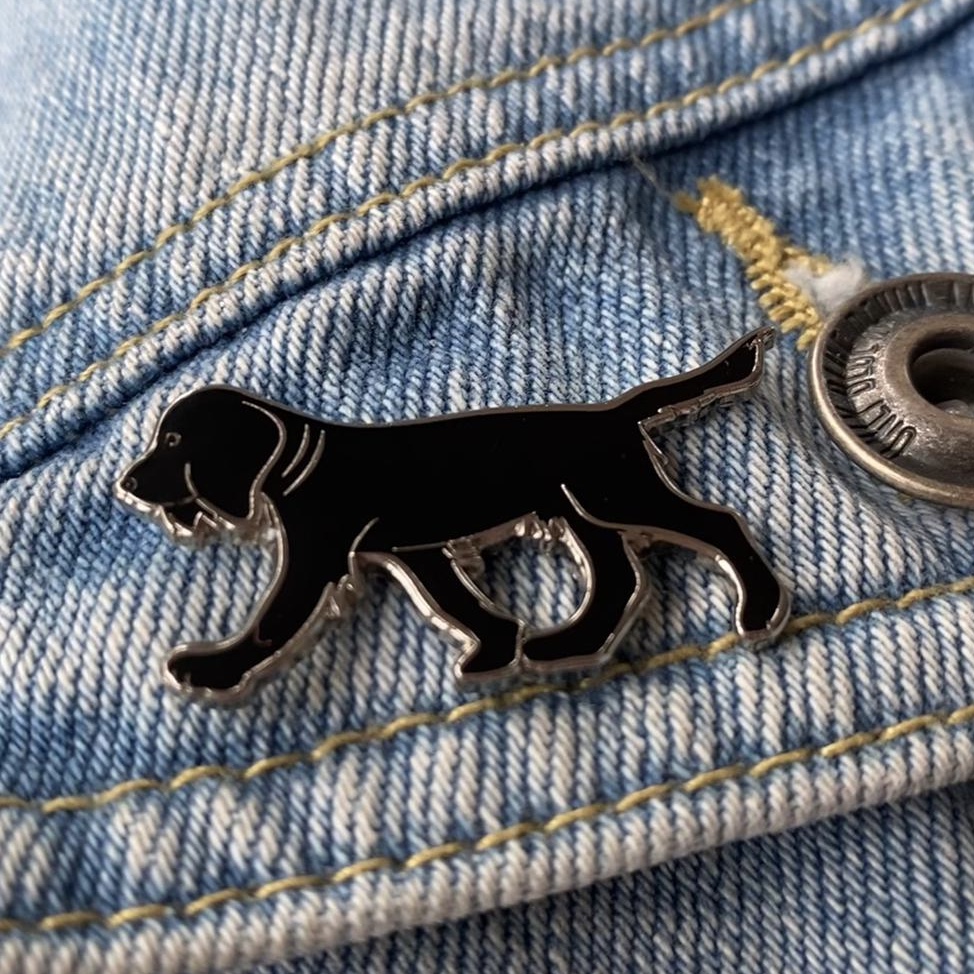 Black Spaniel Enamel Pin