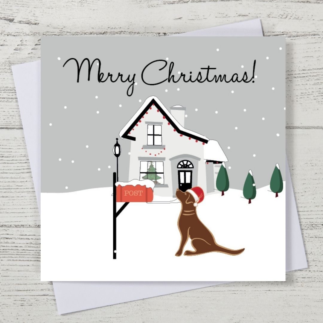 Chocolate Labrador Christmas Card